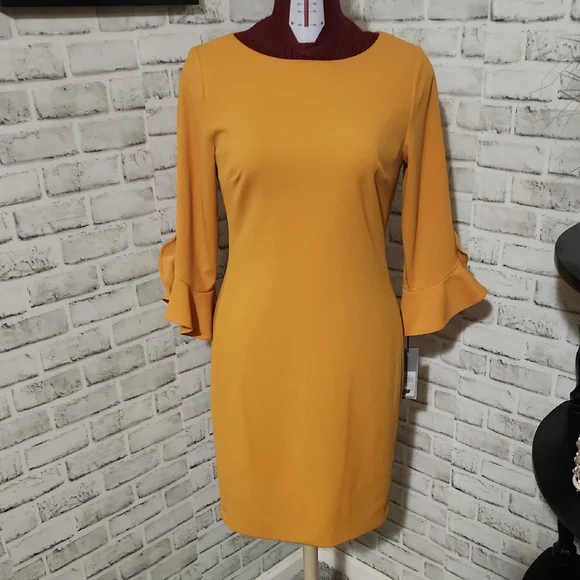 knee length dresses for ladies Chloè by Karl Lagerfeld Blue Long Sleeve Dress With Multi Color Sequin